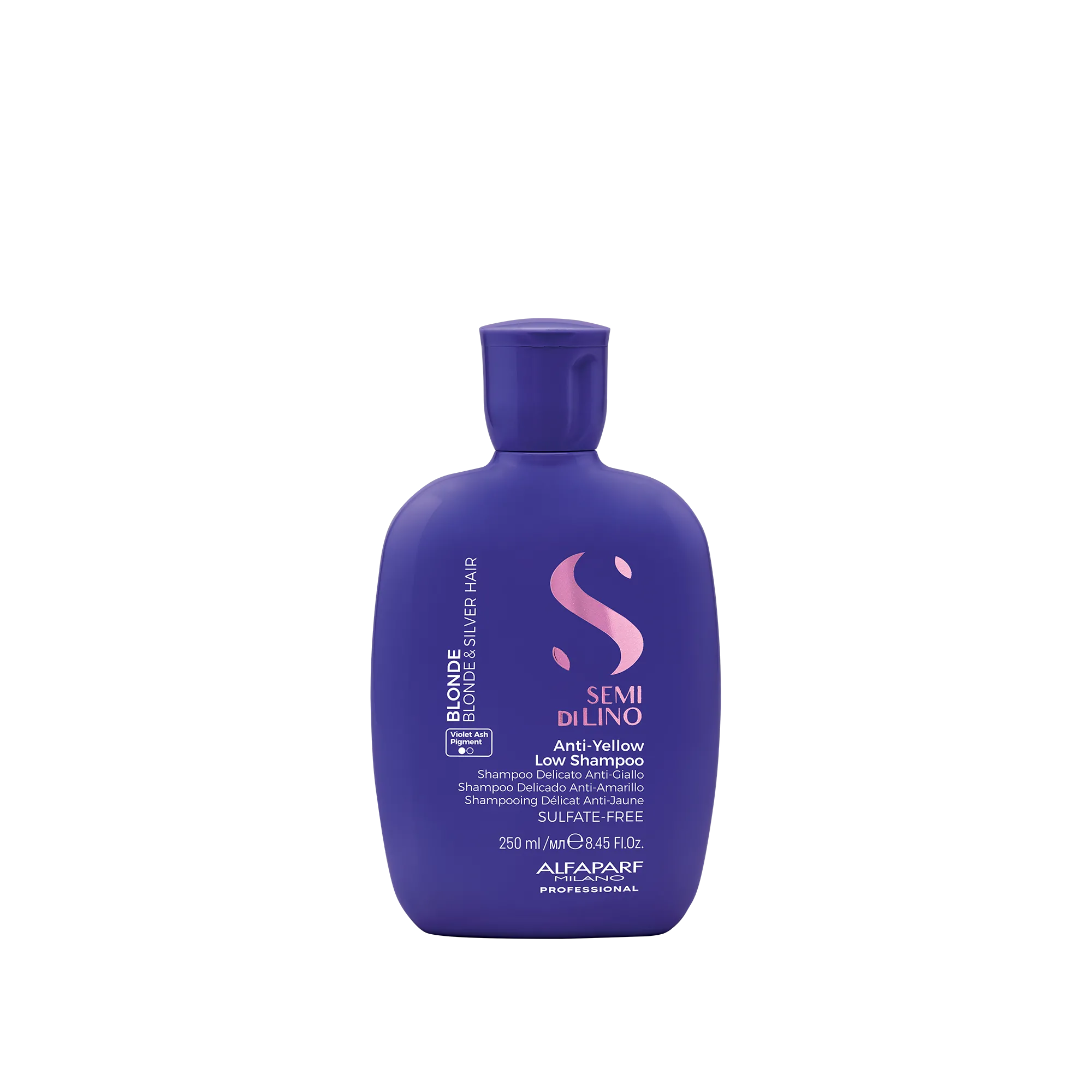 Semi di Lino Blonde Anti-Yellow Low Shampoo 250 ml - CHAMPÚ DELICADO NEUTRALIZADOR DE REFLEJOS AMARILLENTOS PARA EL CABELLO RUBIO Y silver